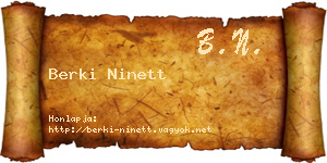 Berki Ninett névjegykártya